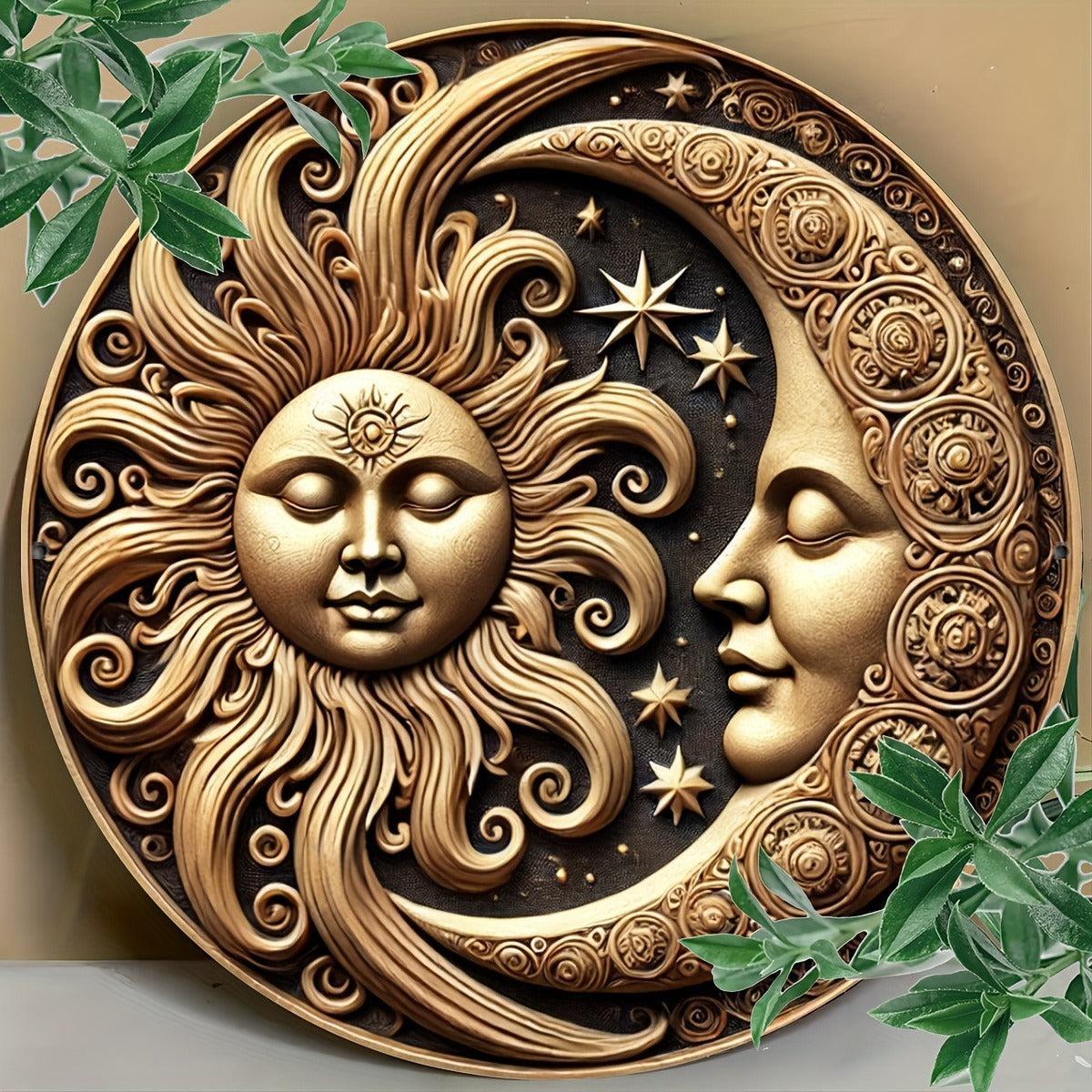 Celestial Sun and Moon Goddess Metal Sign Wicca Pagan Home Decor-MoonChildWorld