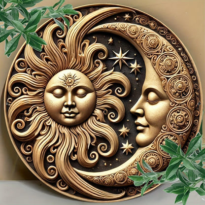 Celestial Sun and Moon Goddess Metal Sign Wicca Pagan Home Decor-MoonChildWorld