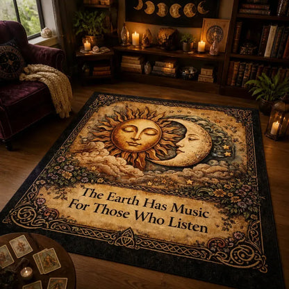 Celestial Sun and Moon Vintage Area Rug – Wicca Spiritual Carpet for Pagan Altar Room_mockup_1.webp