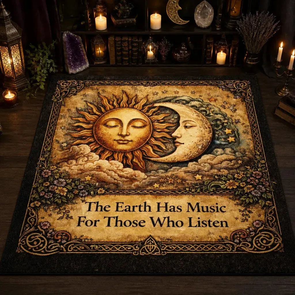 Celestial Sun and Moon Vintage Area Rug – Wicca Spiritual Carpet for Pagan Altar Room_mockup_2.webp