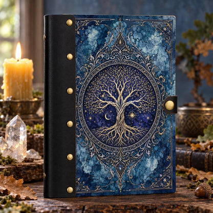 Celestial Tree of Life Journal on a candlelit pagan ritual altar