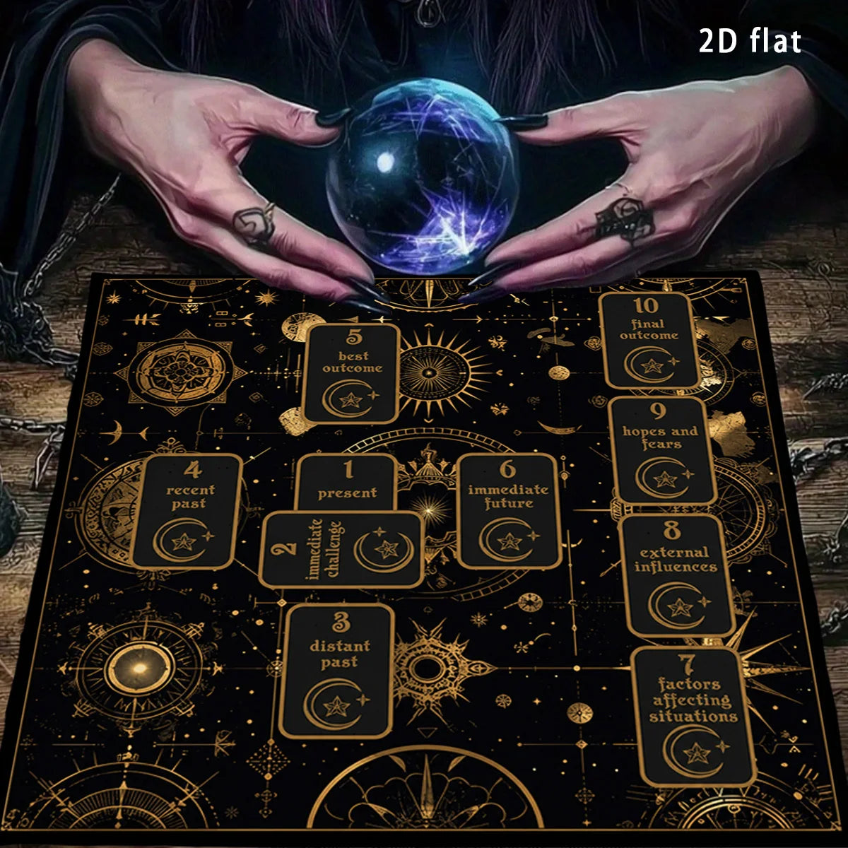 Celtic cross spread cloth – printed ten-card layout detail