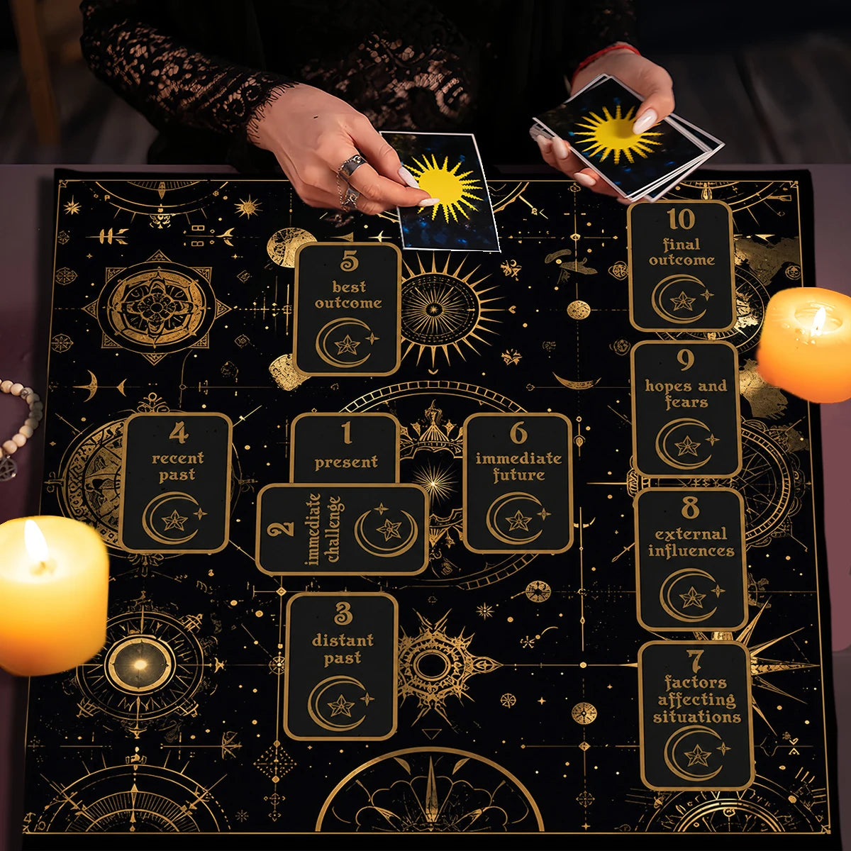 Celtic cross tarot cloth – celestial divination altar cloth and tarot mat