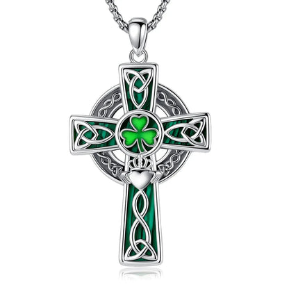Celtic Cross Trinity Knot Necklace Shamrock Claddagh Amulet Pendant-MoonChildWorld