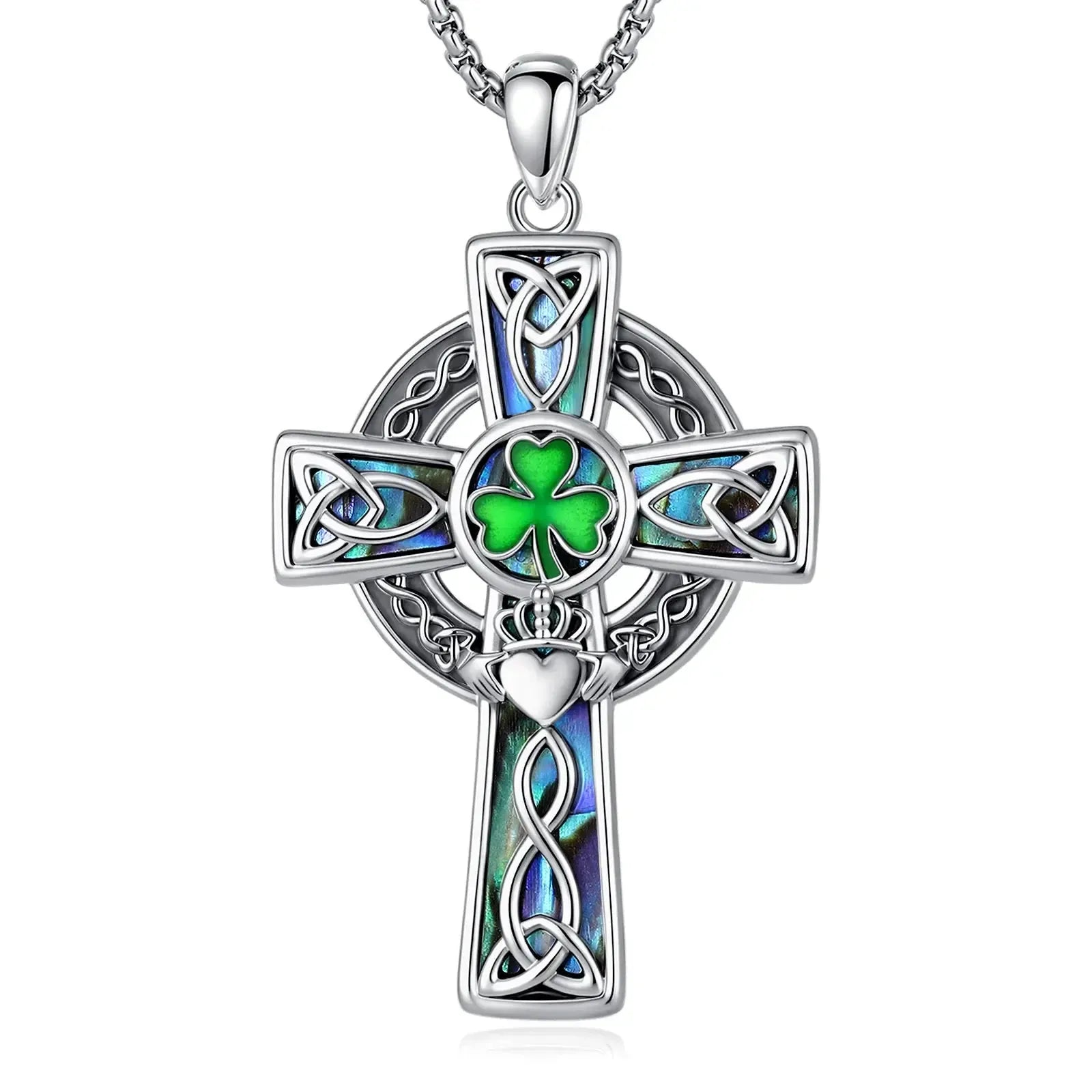 Celtic Cross Trinity Knot Necklace Shamrock Claddagh Amulet Pendant-MoonChildWorld