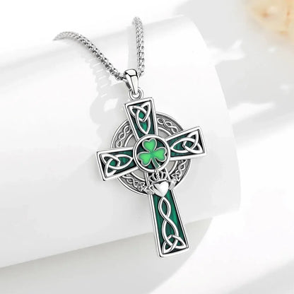 Celtic Cross Trinity Knot Necklace Shamrock Claddagh Amulet Pendant-MoonChildWorld