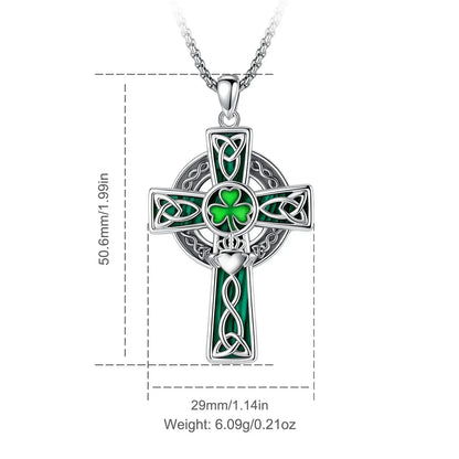 Celtic Cross Trinity Knot Necklace Shamrock Claddagh Amulet Pendant-MoonChildWorld