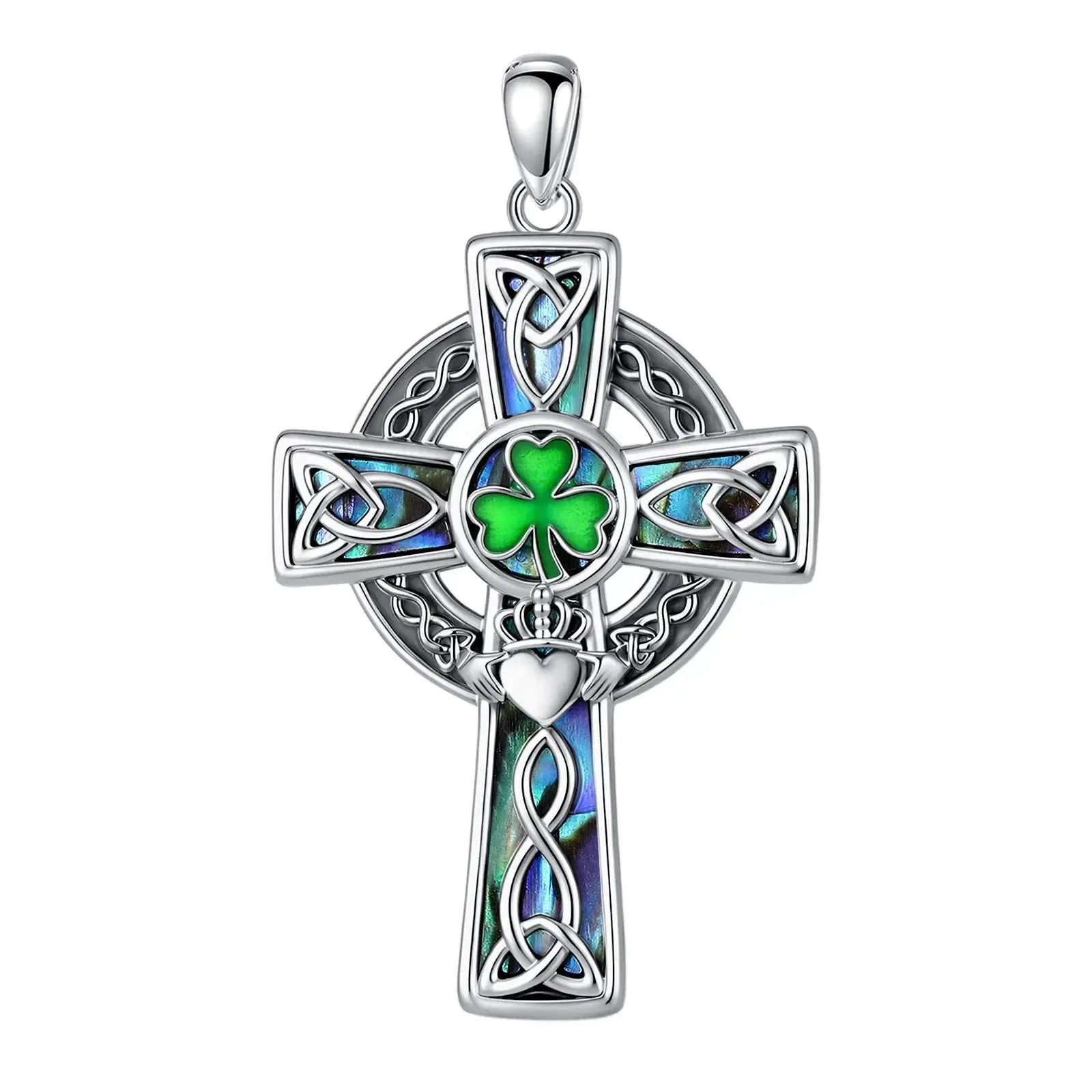 Celtic Cross Trinity Knot Necklace Shamrock Claddagh Amulet Pendant-MoonChildWorld
