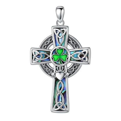 Celtic Cross Trinity Knot Necklace Shamrock Claddagh Amulet Pendant-MoonChildWorld