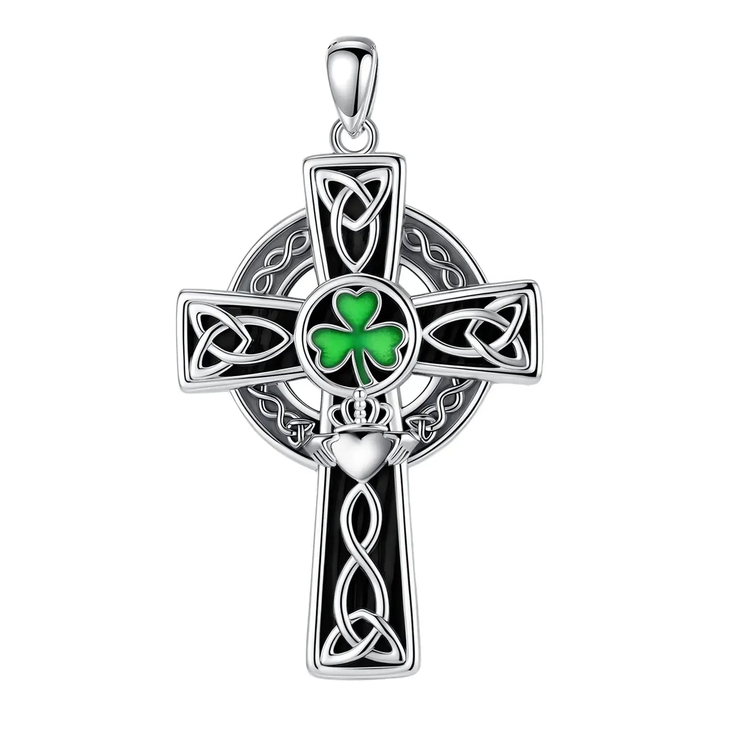 Celtic Cross Trinity Knot Necklace Shamrock Claddagh Amulet Pendant-MoonChildWorld