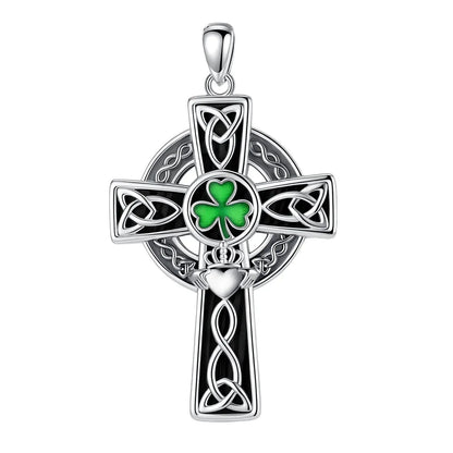 Celtic Cross Trinity Knot Necklace Shamrock Claddagh Amulet Pendant-MoonChildWorld