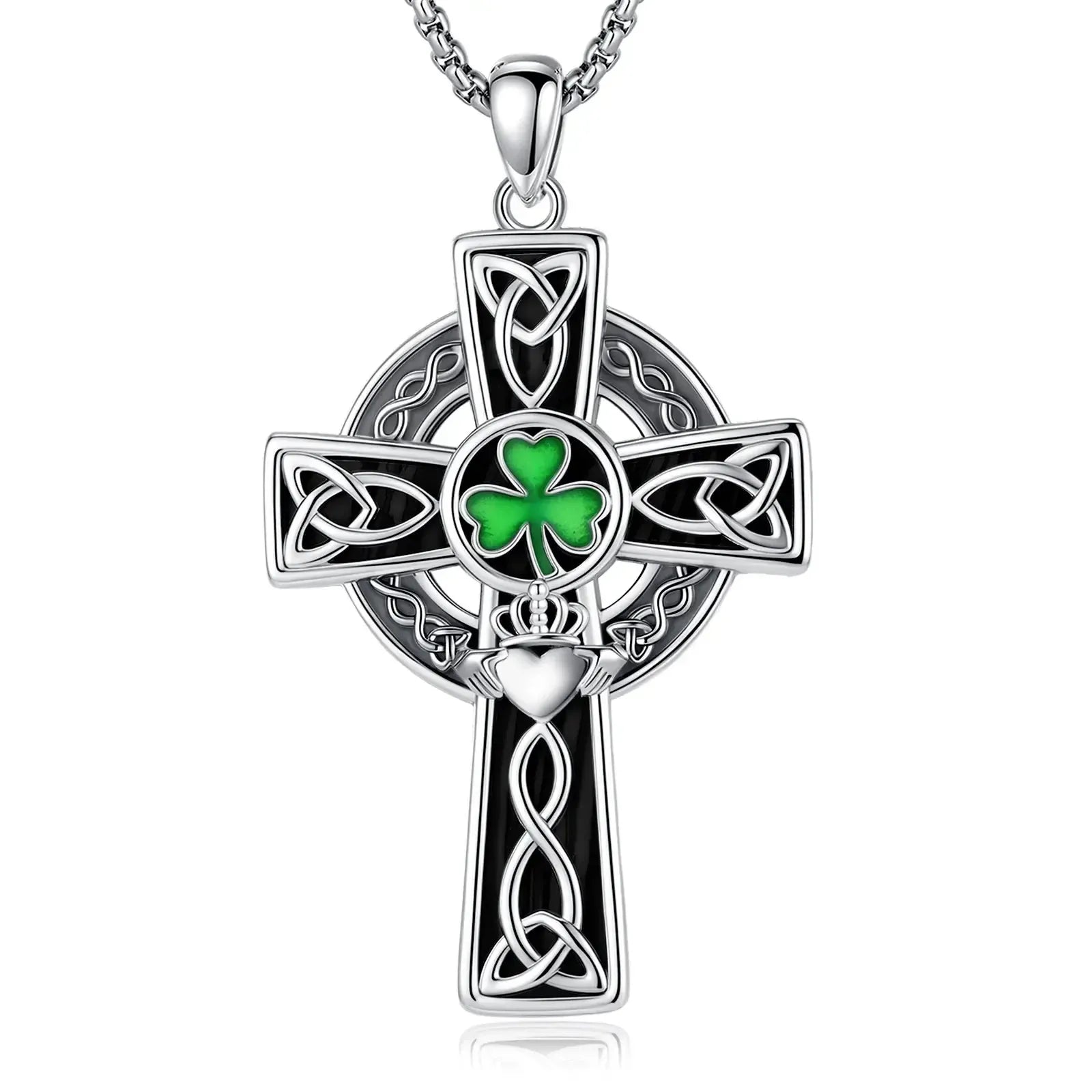 Celtic Cross Trinity Knot Necklace Shamrock Claddagh Amulet Pendant-MoonChildWorld