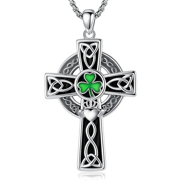 Celtic Cross Trinity Knot Necklace Shamrock Claddagh Amulet Pendant
