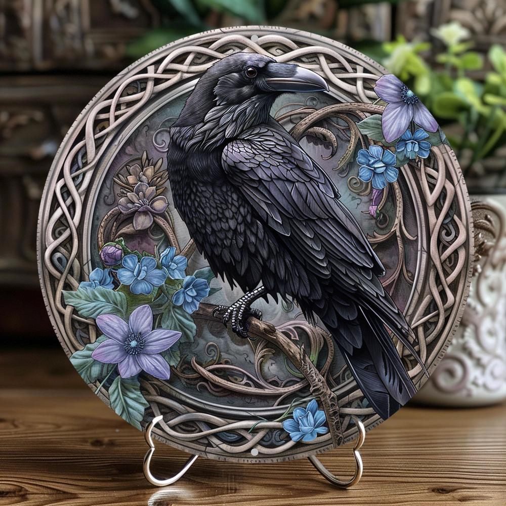 Celtic Dark Crow Metal Sign Black Raven Wall Sign Art Gothic Decor-MoonChildWorld