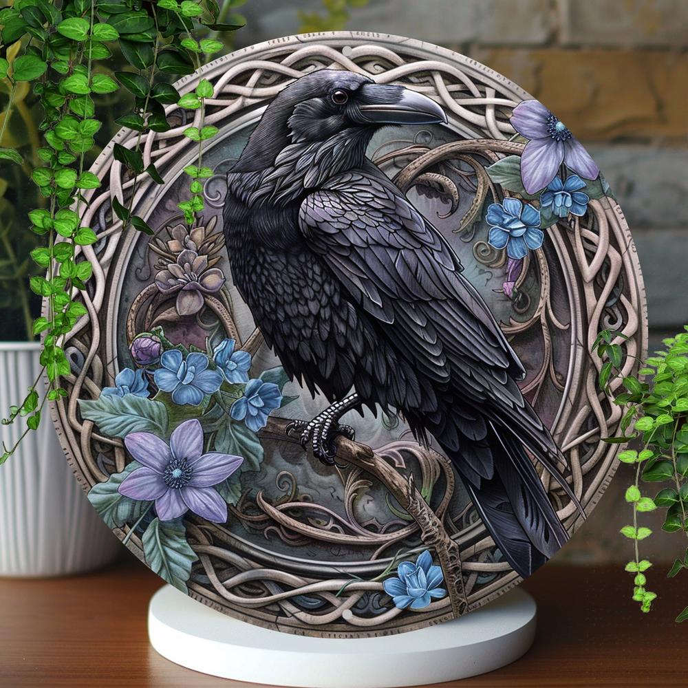 Celtic Dark Crow Metal Sign Black Raven Wall Sign Art Gothic Decor-MoonChildWorld