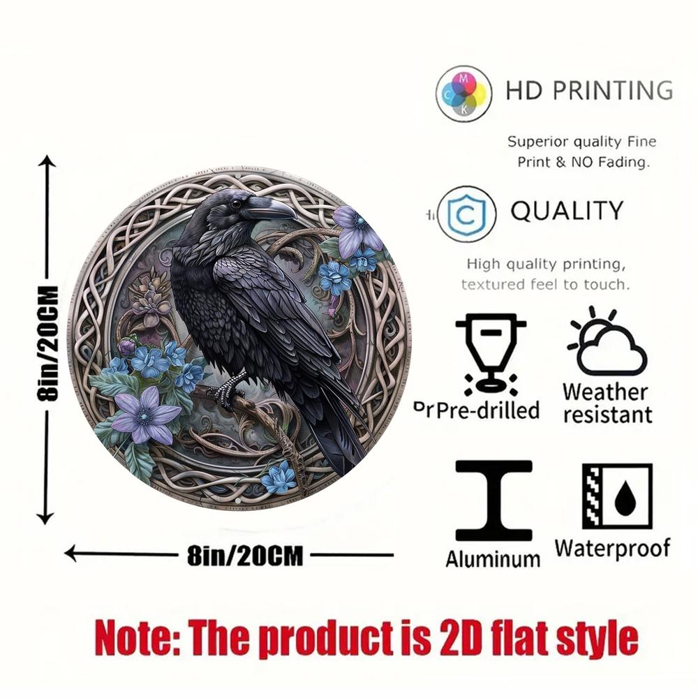 Celtic Dark Crow Metal Sign Black Raven Wall Sign Art Gothic Decor-MoonChildWorld