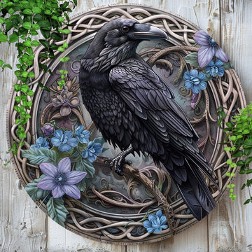 Celtic Dark Crow Metal Sign Black Raven Wall Sign Art Gothic Decor-MoonChildWorld