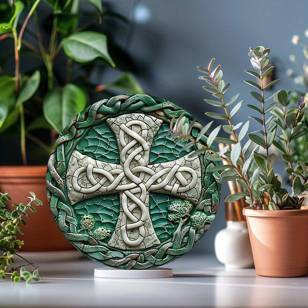 Celtic Knot Celtic Cross Metal Sign Pagan Decor-MoonChildWorld