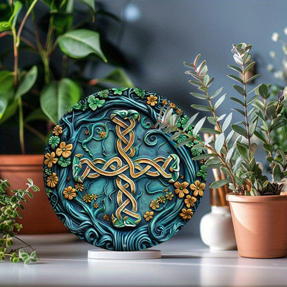 Celtic Knot Celtic Cross Metal Sign Pagan Decor-MoonChildWorld