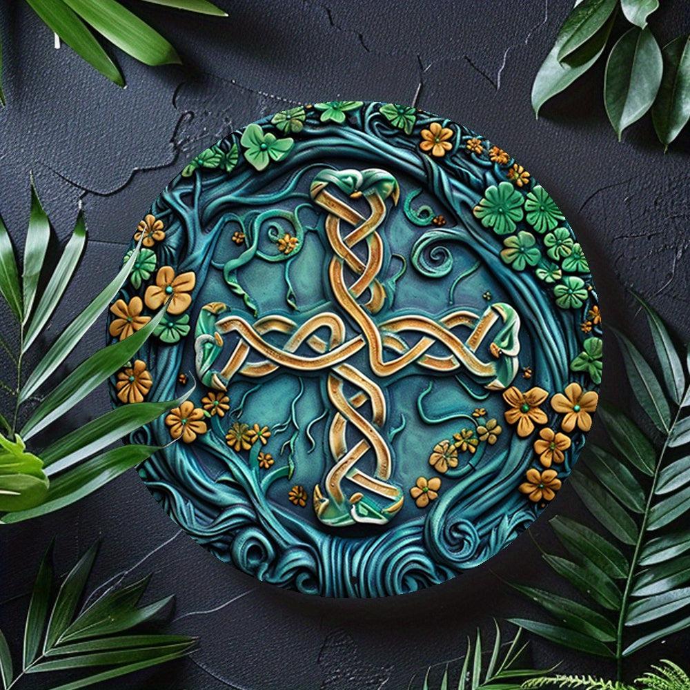 Celtic Knot Celtic Cross Metal Sign Pagan Decor-MoonChildWorld