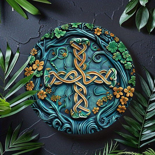 Celtic Knot Celtic Cross Metal Sign Pagan Decor-MoonChildWorld