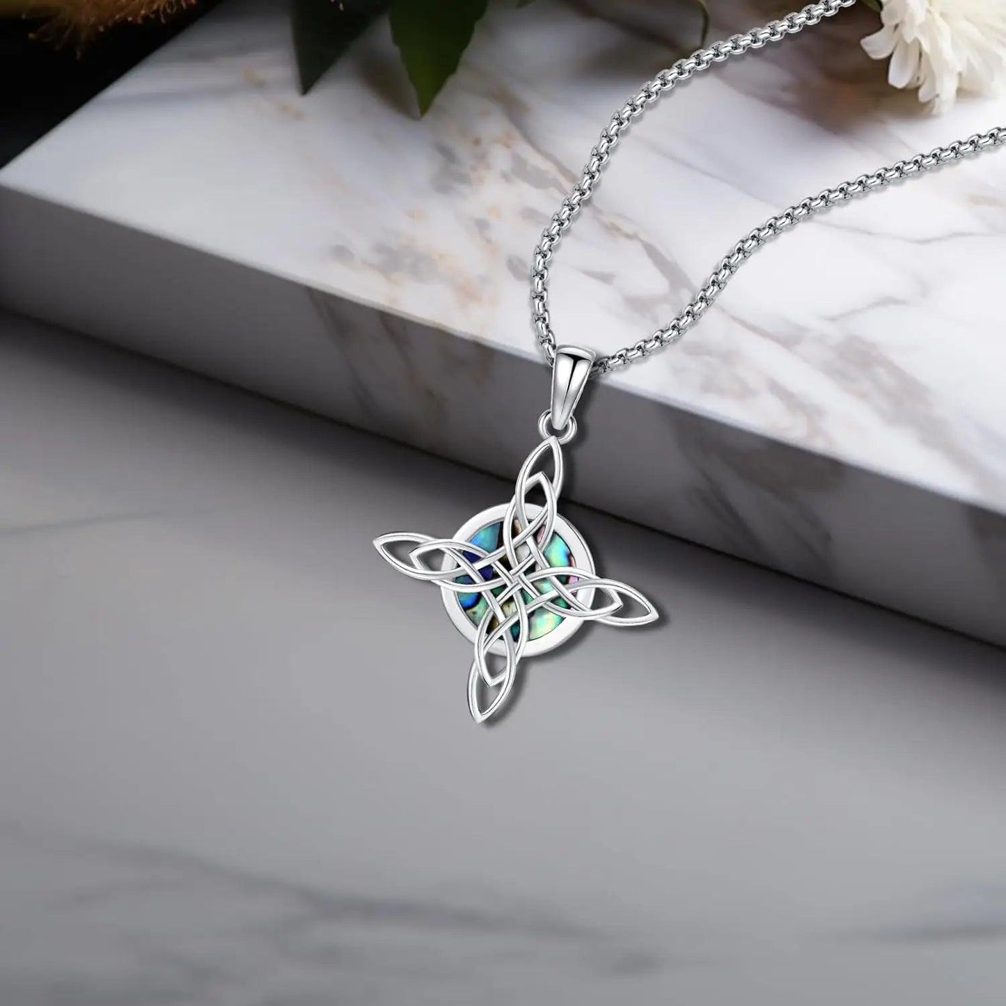 Celtic Knot Cross Necklace 925 Sterling Silver Witch Trinity Knot Pendant Protection Amulet Jewelry-MoonChildWorld
