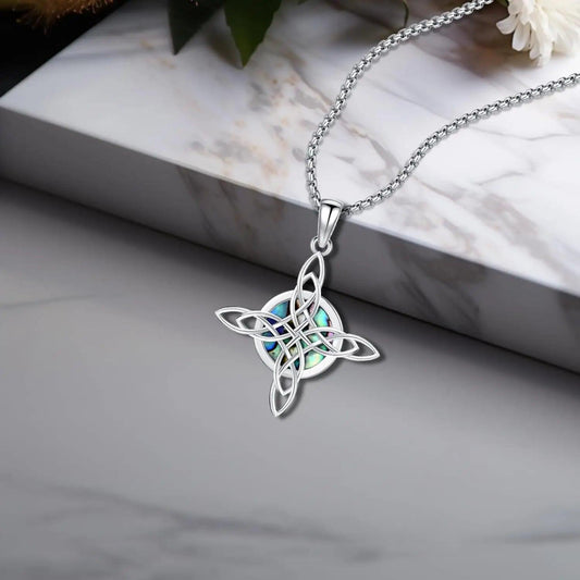 Celtic Knot Cross Necklace 925 Sterling Silver Witch Trinity Knot Pendant Protection Amulet Jewelry-MoonChildWorld