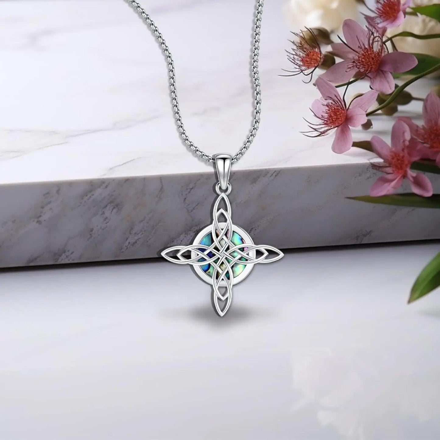 Celtic Knot Cross Necklace 925 Sterling Silver Witch Trinity Knot Pendant Protection Amulet Jewelry-MoonChildWorld