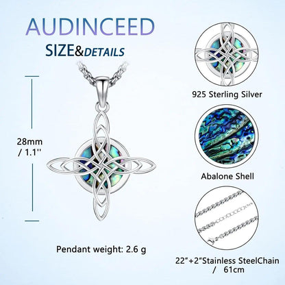 Celtic Knot Cross Necklace 925 Sterling Silver Witch Trinity Knot Pendant Protection Amulet Jewelry-MoonChildWorld