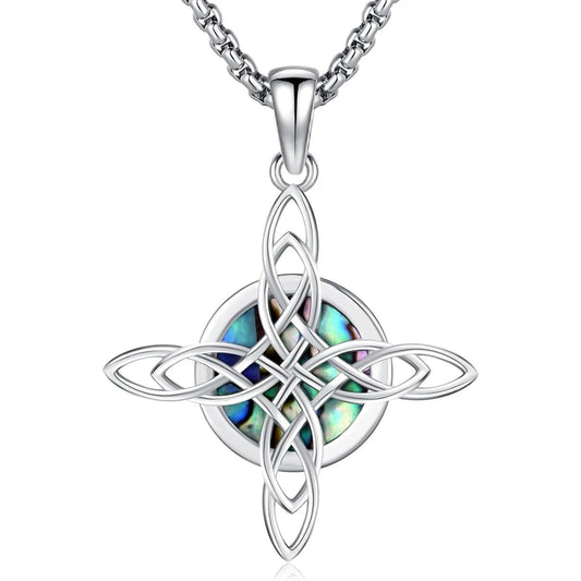 Celtic Knot Cross Necklace 925 Sterling Silver Witch Trinity Knot Pendant Protection Amulet Jewelry