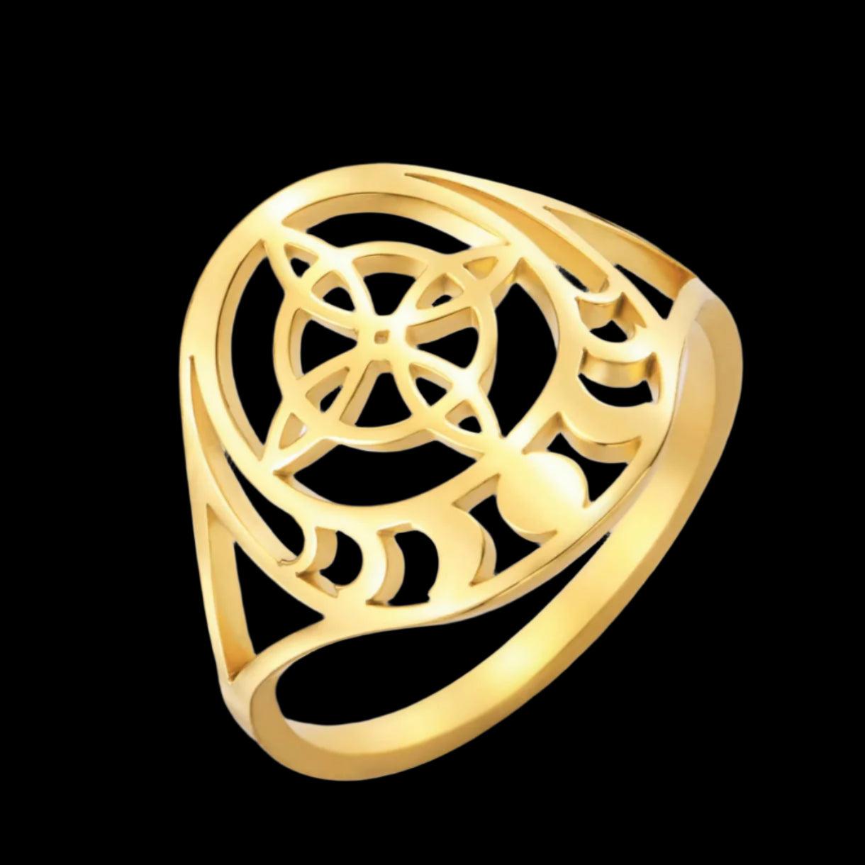 Celtic Knot Moon Phases Ring Witch Triquetra Ring Witchcraft Jewelry-MoonChildWorld