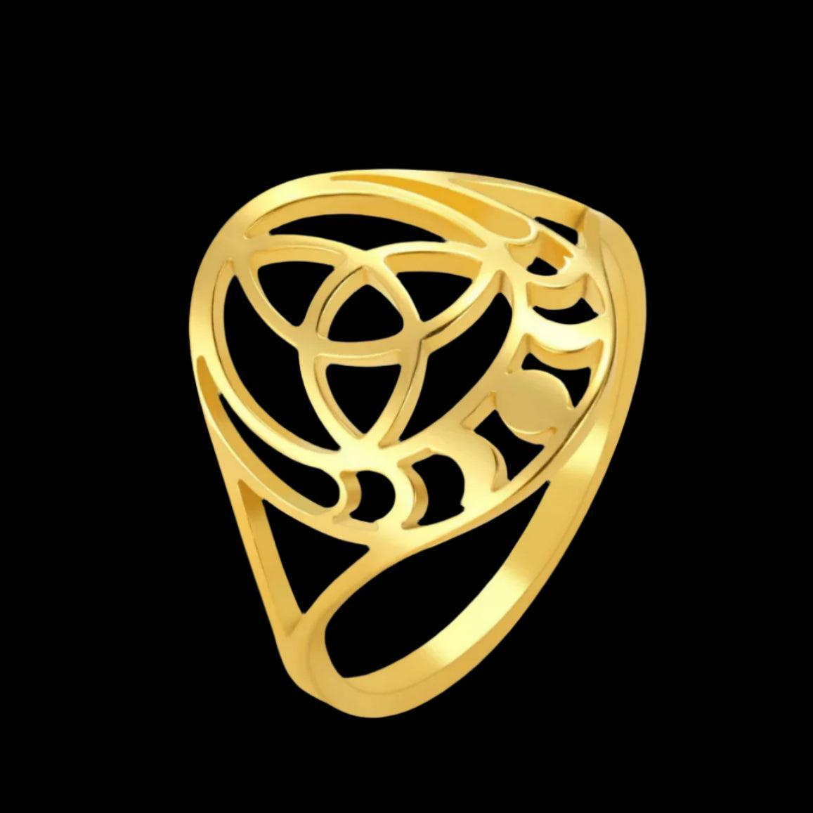 Celtic Knot Moon Phases Ring Witch Triquetra Ring Witchcraft Jewelry-MoonChildWorld