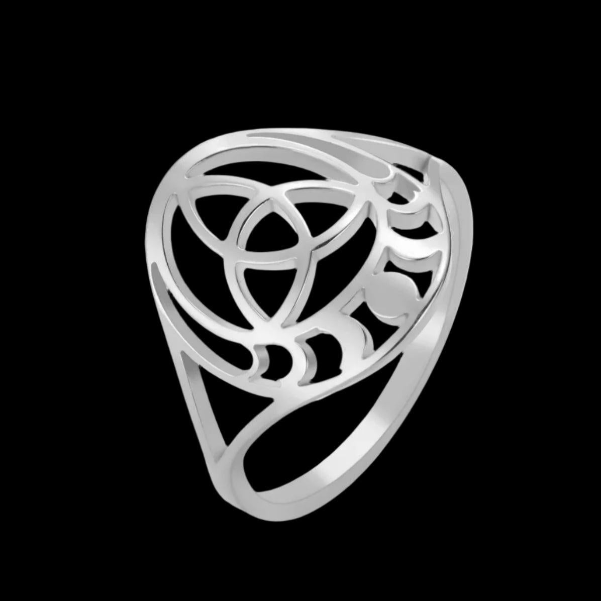Celtic Knot Moon Phases Ring Witch Triquetra Ring Witchcraft Jewelry-MoonChildWorld