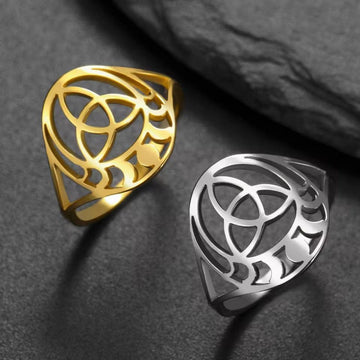 Celtic Knot Moon Phases Ring Witch Triquetra Ring Witchcraft Jewelry-MoonChildWorld