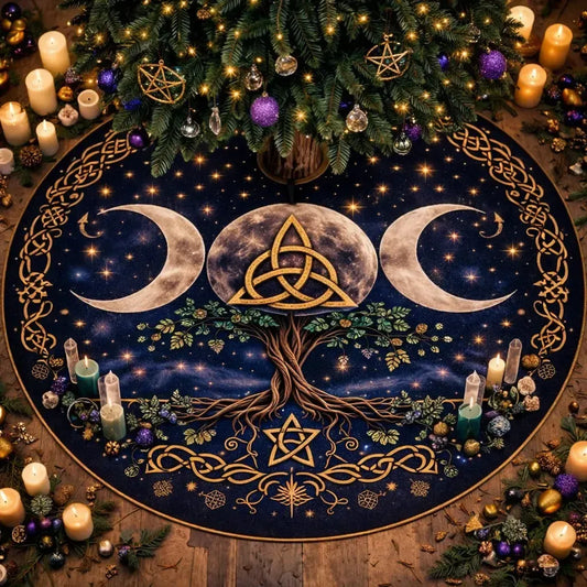 Celtic Knot Moon Rune Yule Tree Skirt – Pagan Witchy Gothic Decor_mockup_1.webp