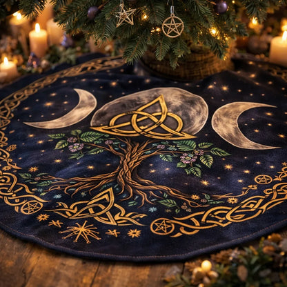 Celtic Knot Moon Rune Yule Tree Skirt – Pagan Witchy Gothic Decor_mockup_3.webp