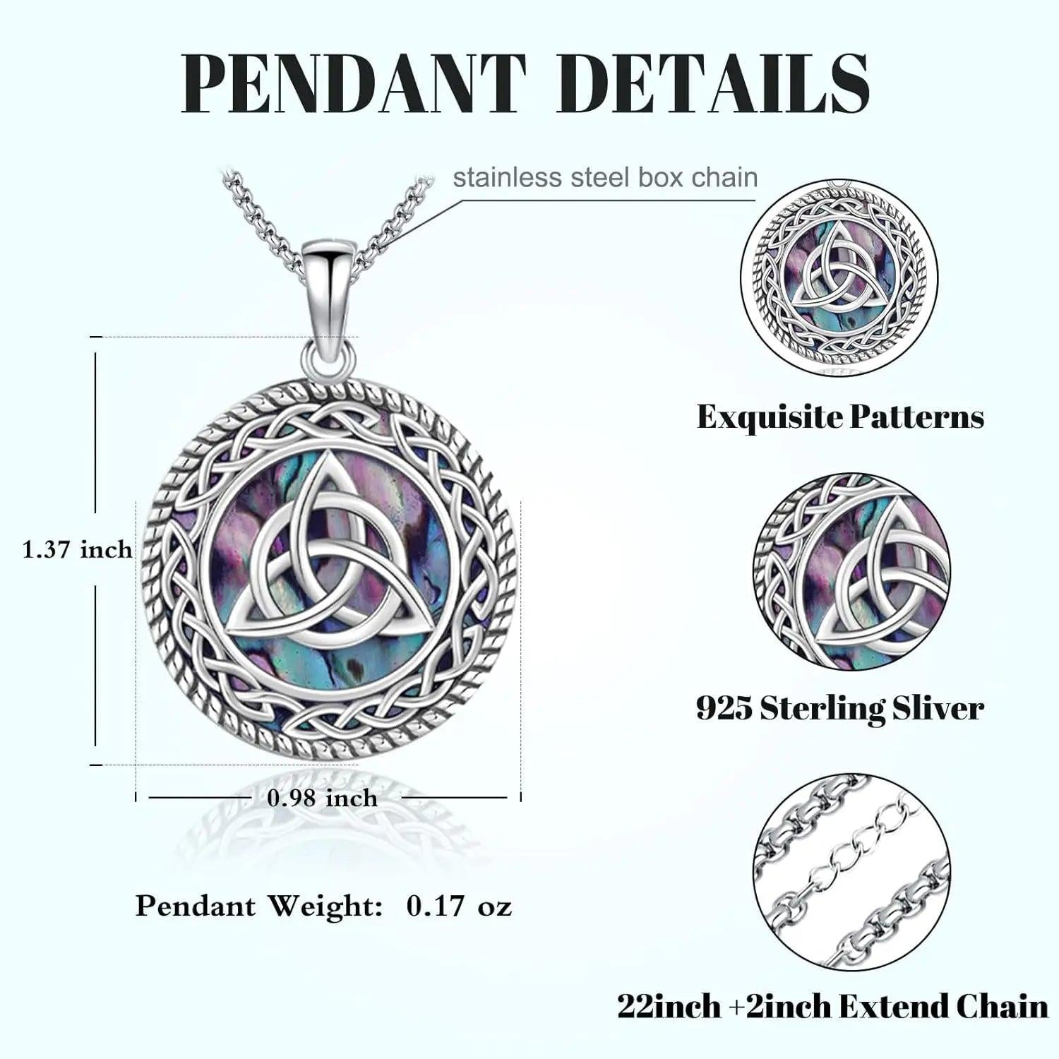 Celtic Knot Necklace 925 Sterling Silver Trinity Knot Necklace Wiccan Irish Amulet Jewelry-MoonChildWorld