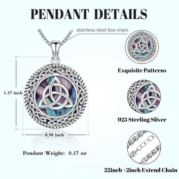 Celtic Knot Necklace 925 Sterling Silver Trinity Knot Necklace Wiccan Irish Amulet Jewelry