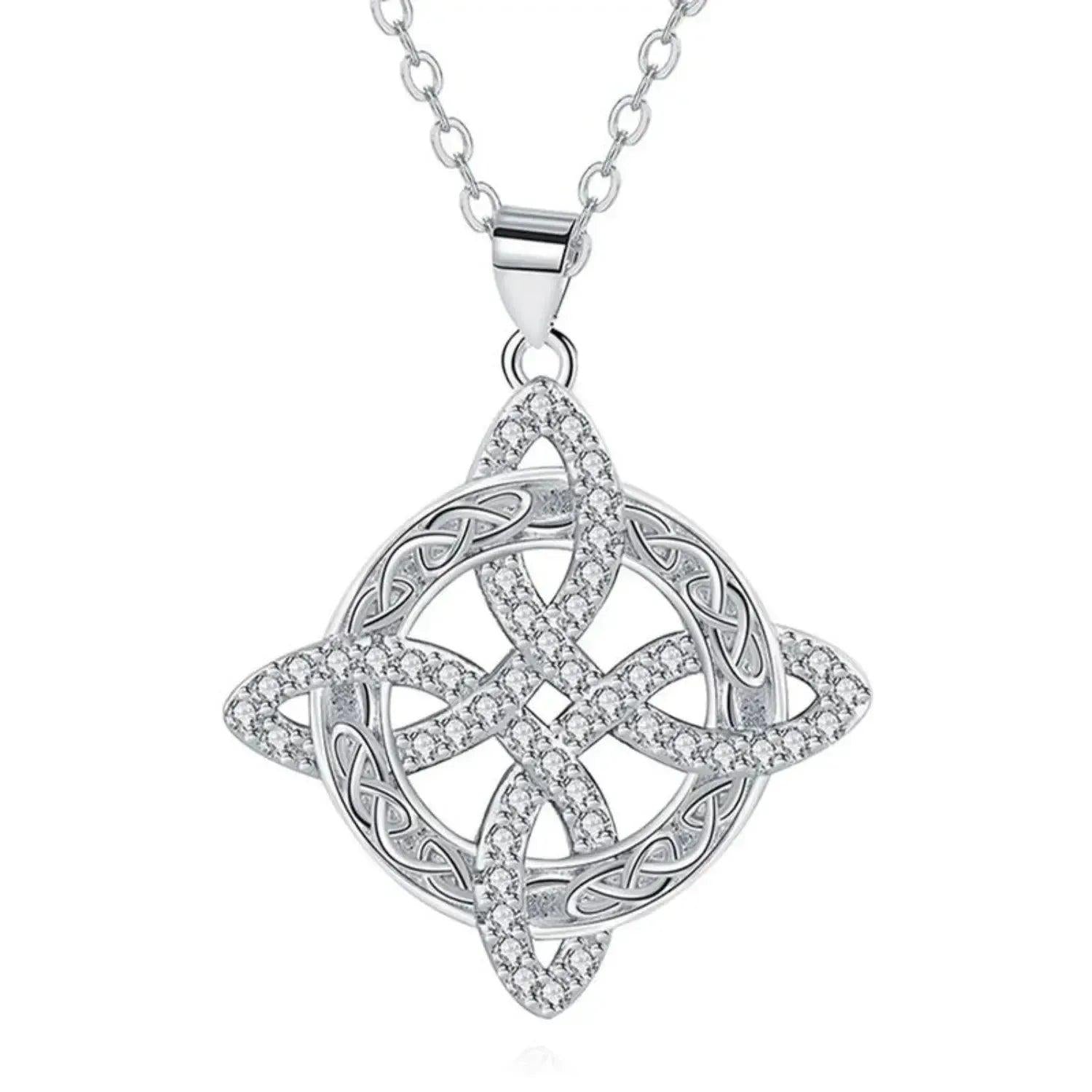 Celtic Knot Necklace 925 Sterling Silver Witch Knot Pendant Protection Amulet Jewelry-MoonChildWorld