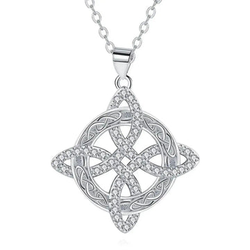 Celtic Knot Necklace 925 Sterling Silver Witch Knot Pendant Protection Amulet Jewelry-MoonChildWorld