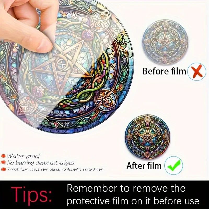 Celtic Knot Pentagram Suncatcher Wicca Pagan Acrylic Round Sign-MoonChildWorld