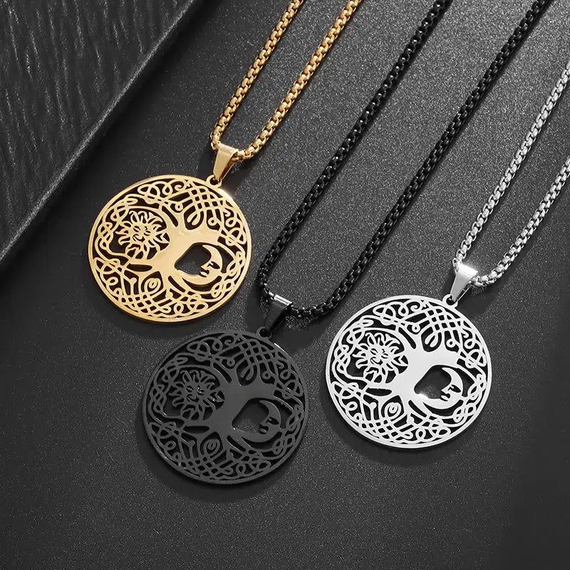 Celtic Knot Sun Moon Tree of Life Necklace Wicca Pagan Jewelry-MoonChildWorld