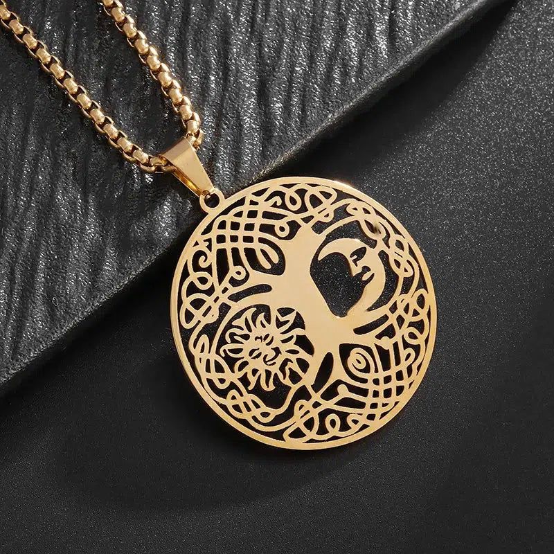 Celtic Knot Sun Moon Tree of Life Necklace Wicca Pagan Jewelry-MoonChildWorld
