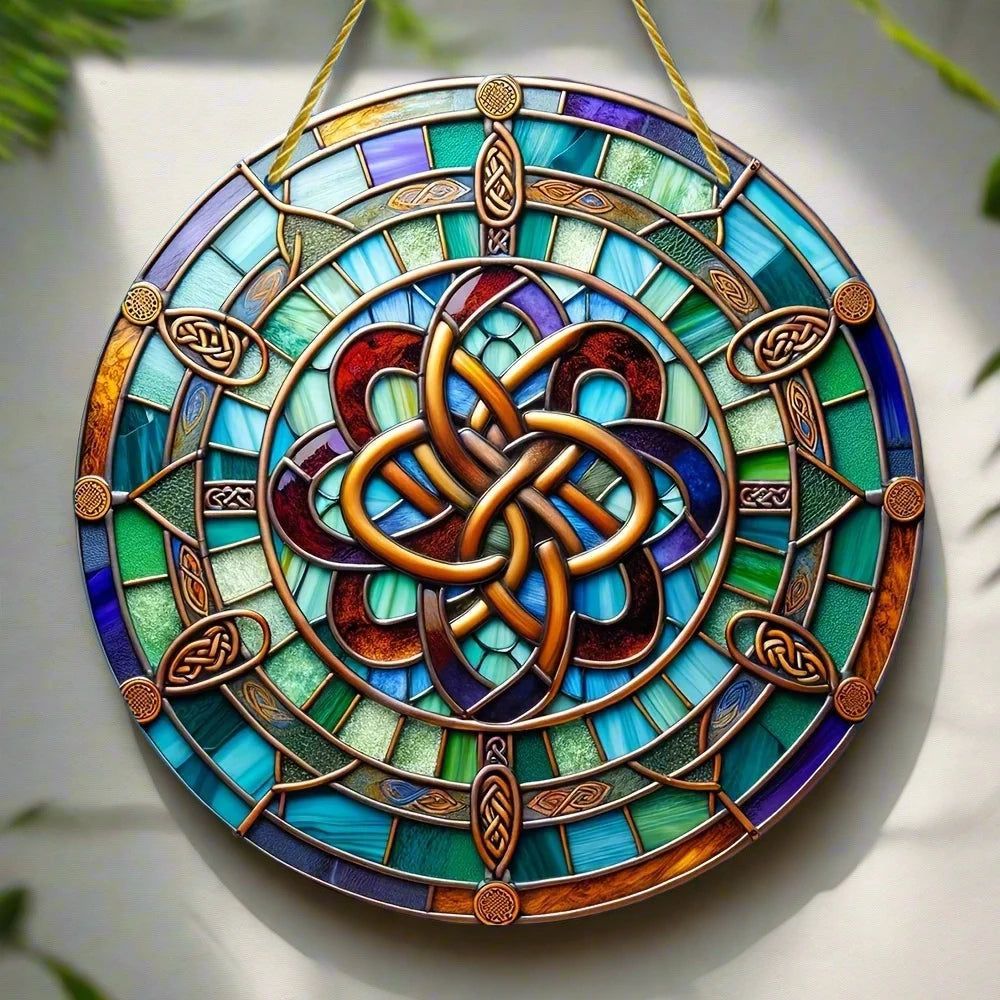 Celtic Knot Suncatcher Pagan Acrylic Round Sign Triquetra Wicca Wall Hanging-MoonChildWorld