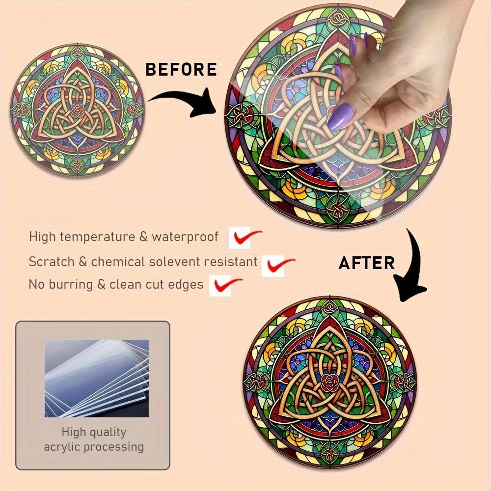 Celtic Knot Suncatcher Pagan Acrylic Round Sign Triquetra Wicca Wall Hanging-MoonChildWorld