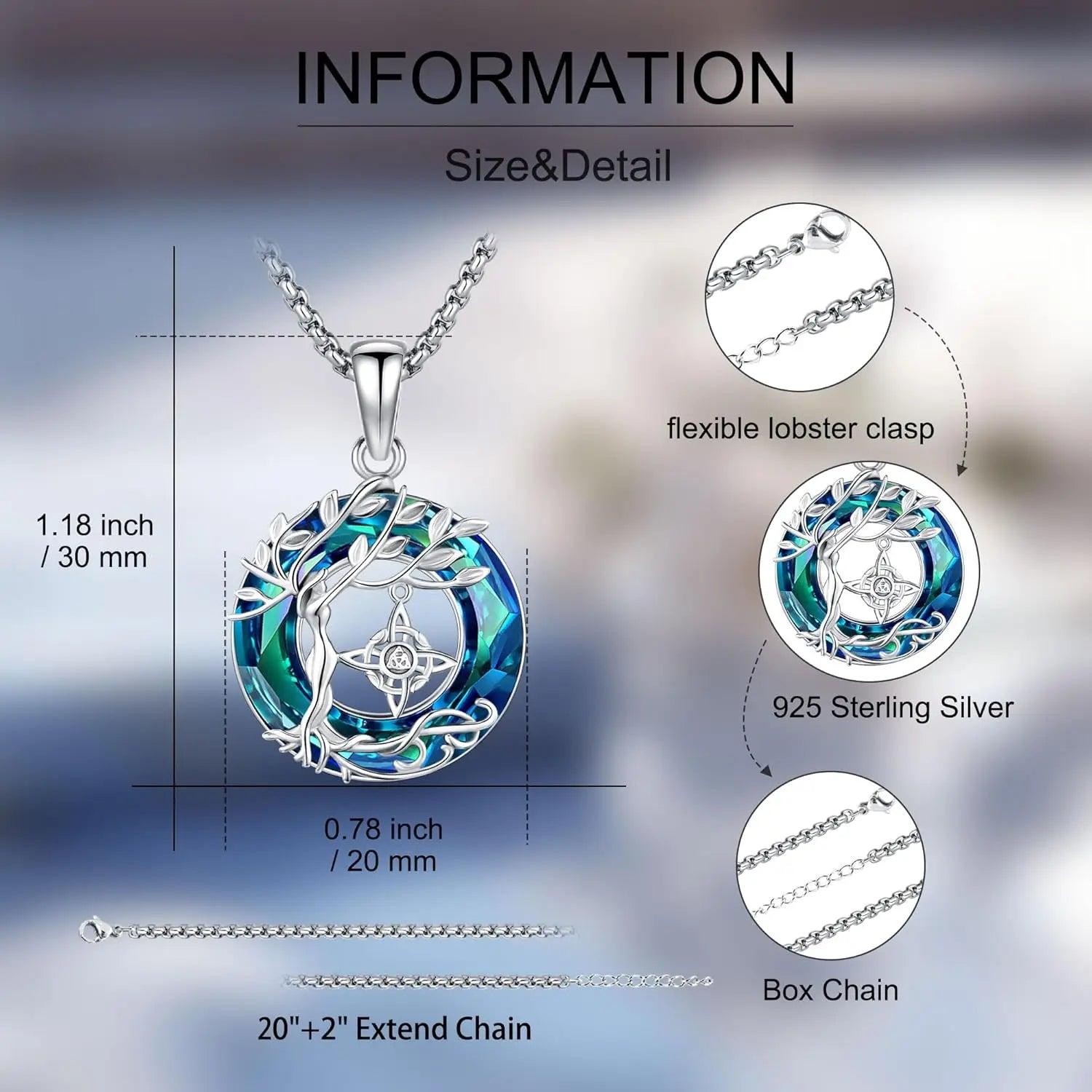 Celtic Knot Tree of Life Necklace 925 Sterling Silver Pagan Jewelry-MoonChildWorld