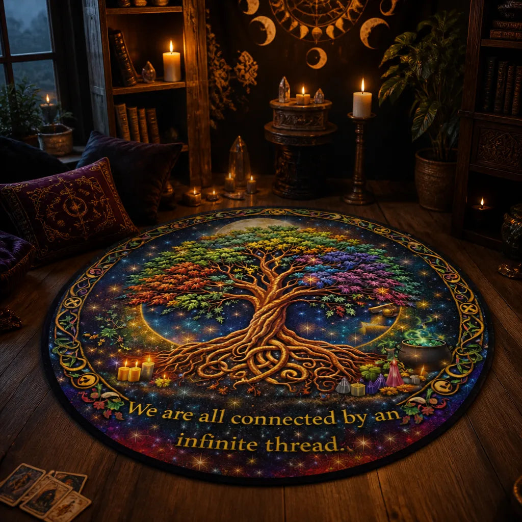 Celtic Knot Tree of Life Round Rug Pagan Tree Carpet Wiccan Home Decor_mockup_1.webp