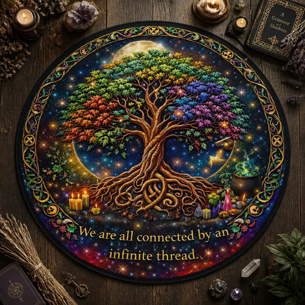 Celtic Knot Tree of Life Round Rug Pagan Tree Carpet Wiccan Home Decor_mockup_2.webp