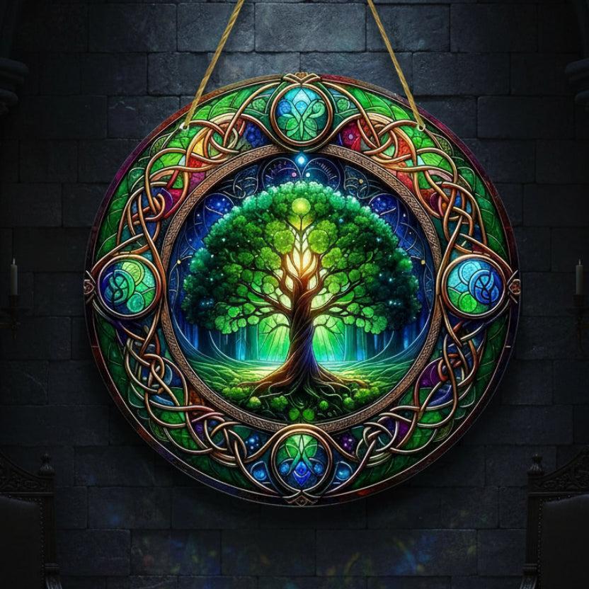 Celtic Knot Tree of Life Suncatcher Wicca Pagan Acrylic Round Sign-MoonChildWorld