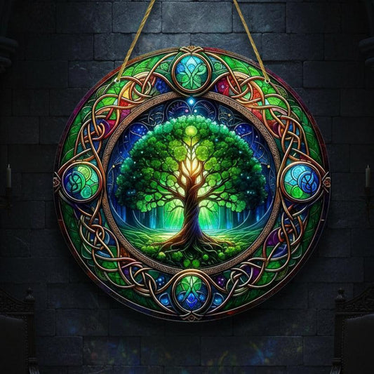 Celtic Knot Tree of Life Suncatcher Wicca Pagan Acrylic Round Sign-MoonChildWorld